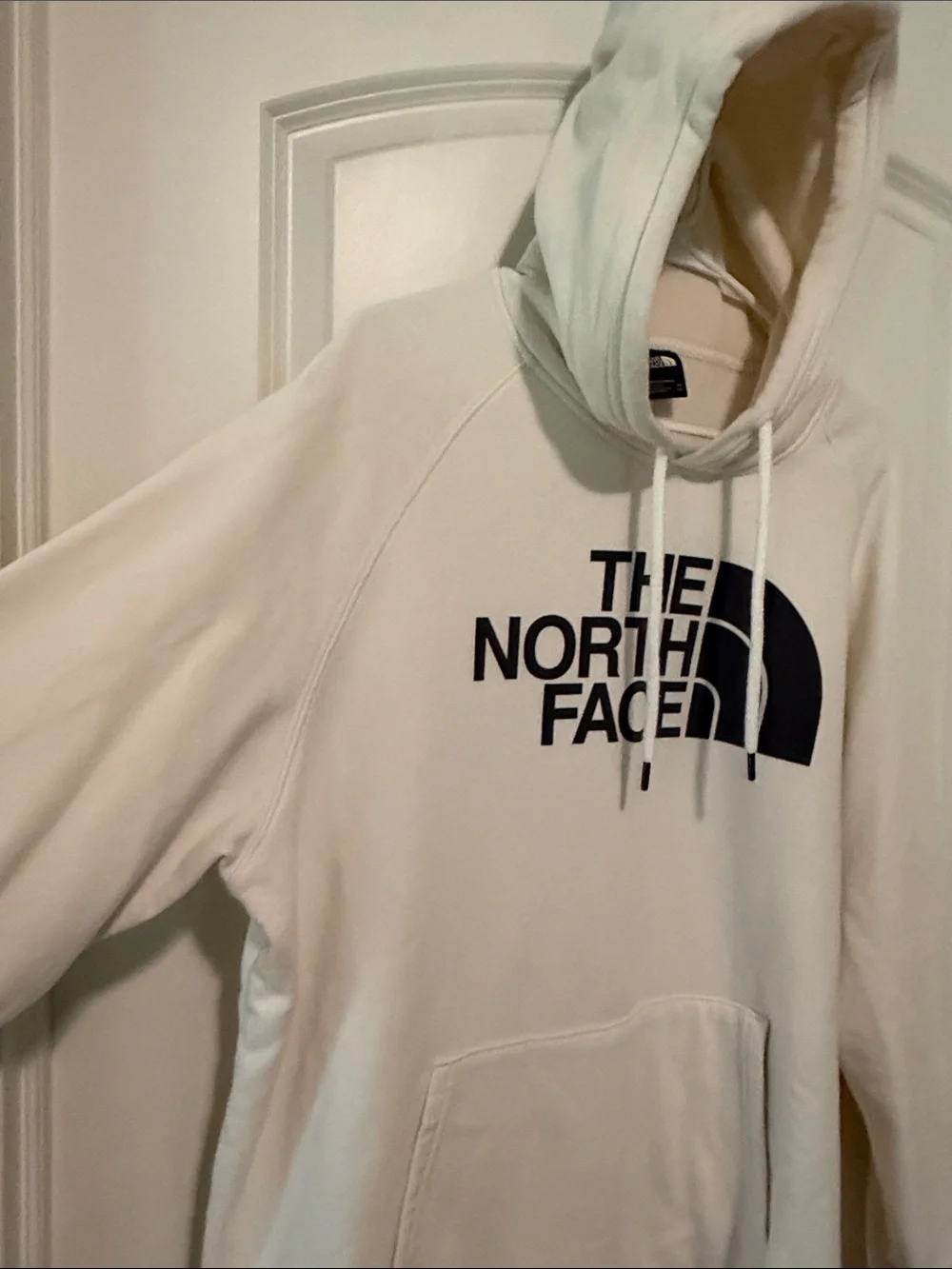 The North Face Cream Hoodie with Black Logo